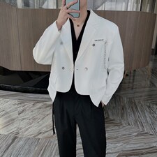 秋季高级感拉链短款西装外套男网红韩版痞帅西服XZ061-P120控145，男装西服套装，电商B267