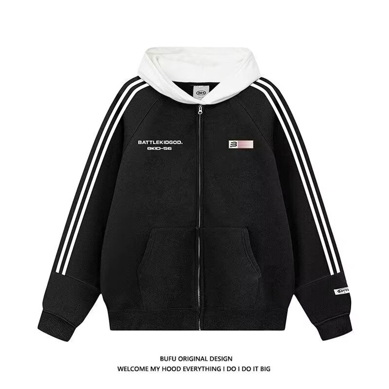 1506-/WY1451/P49新款卫衣港风宽松简约连帽卫衣开衫男女同款百搭图片