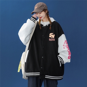 2022春季新品韩版JN印花宽松夹克情侣棒球服外套 G93 P65控88图片
