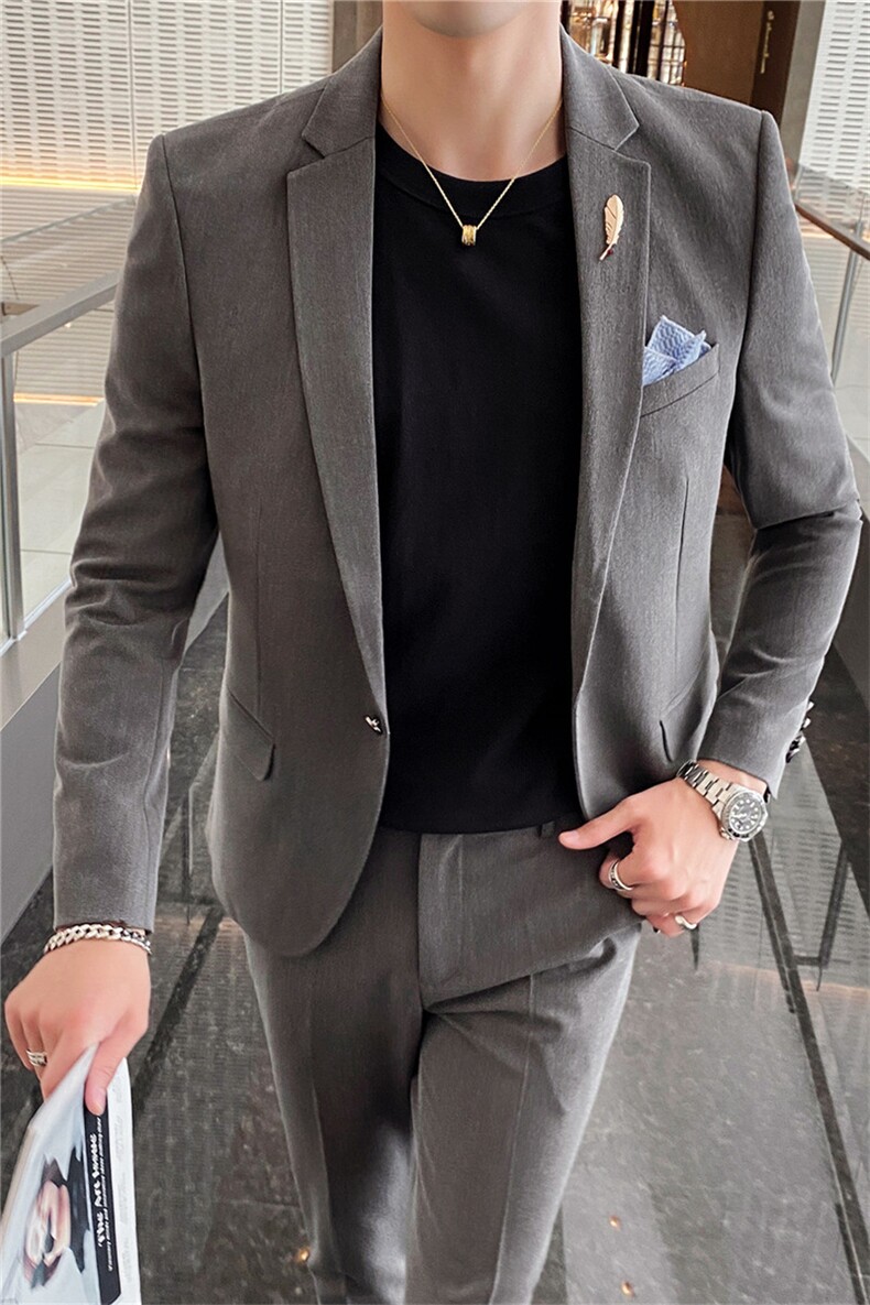 休闲小西装男外套韩版潮修身帅气西服套装发型师英伦风高档两件套,男装西服套装,星座505-2（原电商A260-1)