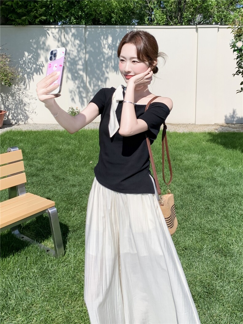 2026年夏季青春活力风拼接休闲/淑女两件套撞色,女装套装/套裙,秀美人生