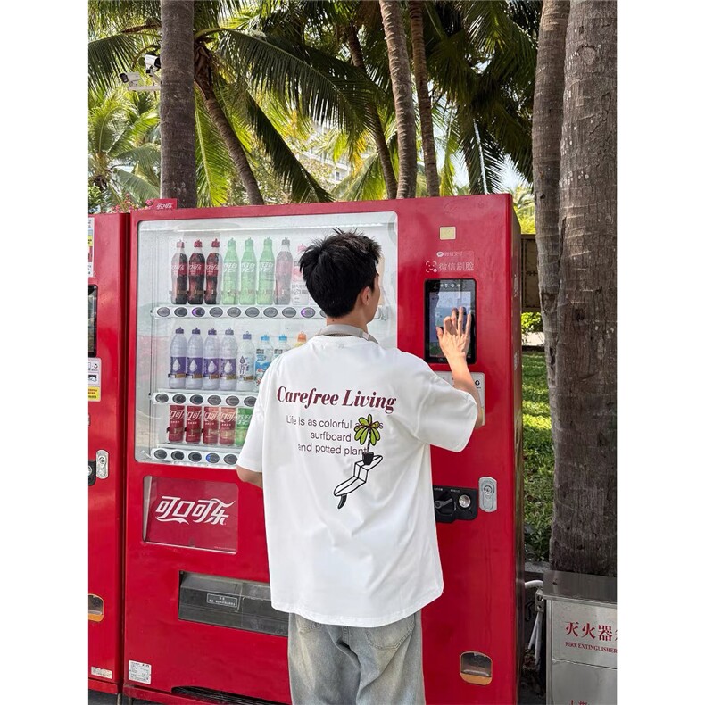 2025夏季新款男女潮流潮牌短袖t恤设计感小众高级美式重磅体恤杉,男装T恤,四季星座505