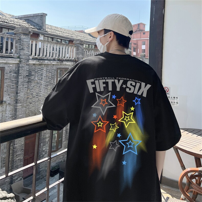 230g重磅纯棉涂鸦星星印花港风短袖t恤男DT3112-P25控38,男装T恤,电商B370