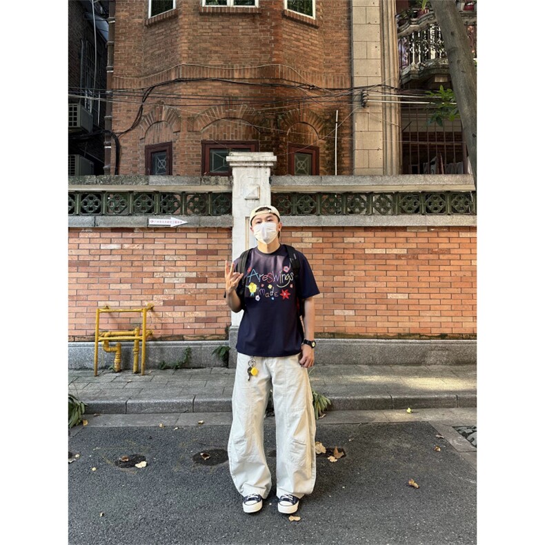 美式复古多口袋褶皱工装裤男高街cleanfit廓形裁剪直筒微喇Q99p55,男装工装外套,电商D256-3(原A064-3)