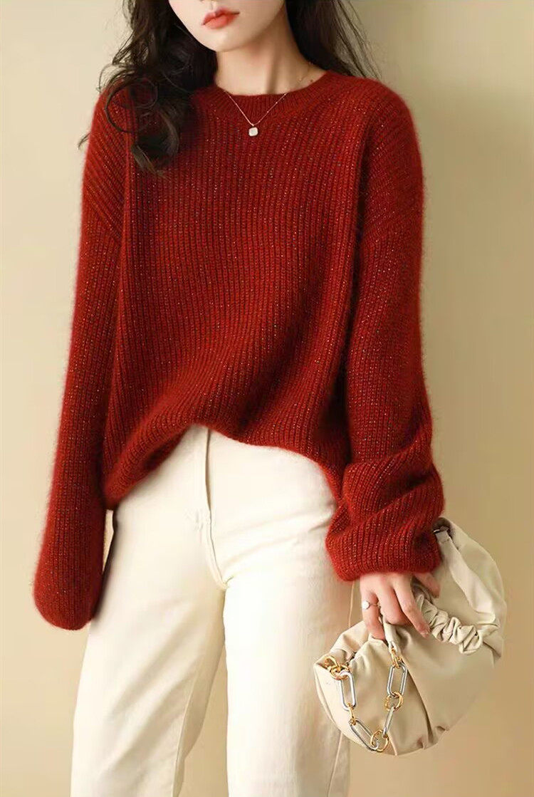 2025羊毛金花丝元宝针舒适百搭简约秋冬新款保暖软糯，女装羊毛衫，莺澜羊绒