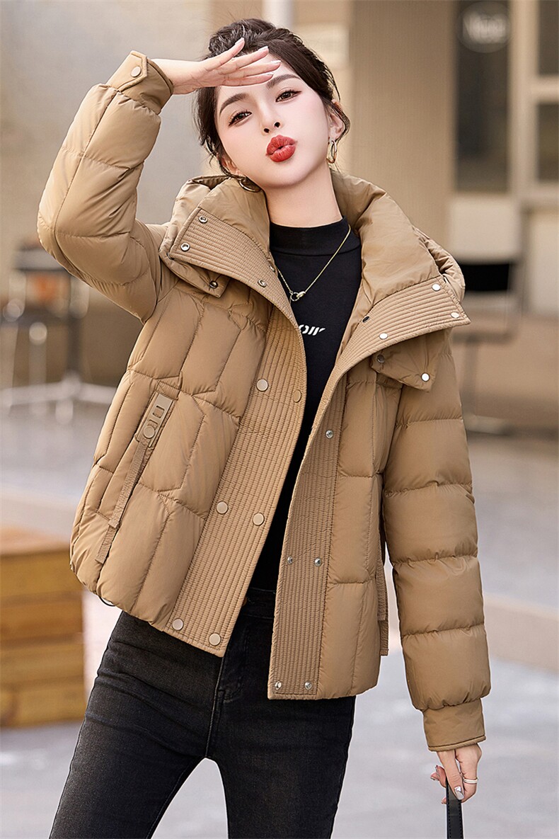 现货90绒欧货显瘦短款羽绒服女2024冬季新款连帽小个子白鸭绒外套,商品下架区,然然
