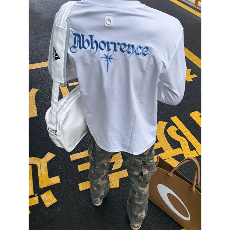 网图有货美式复古标语宽松刺绣长袖男女情侣宽松上衣A945-P35,男装T恤,星座1505