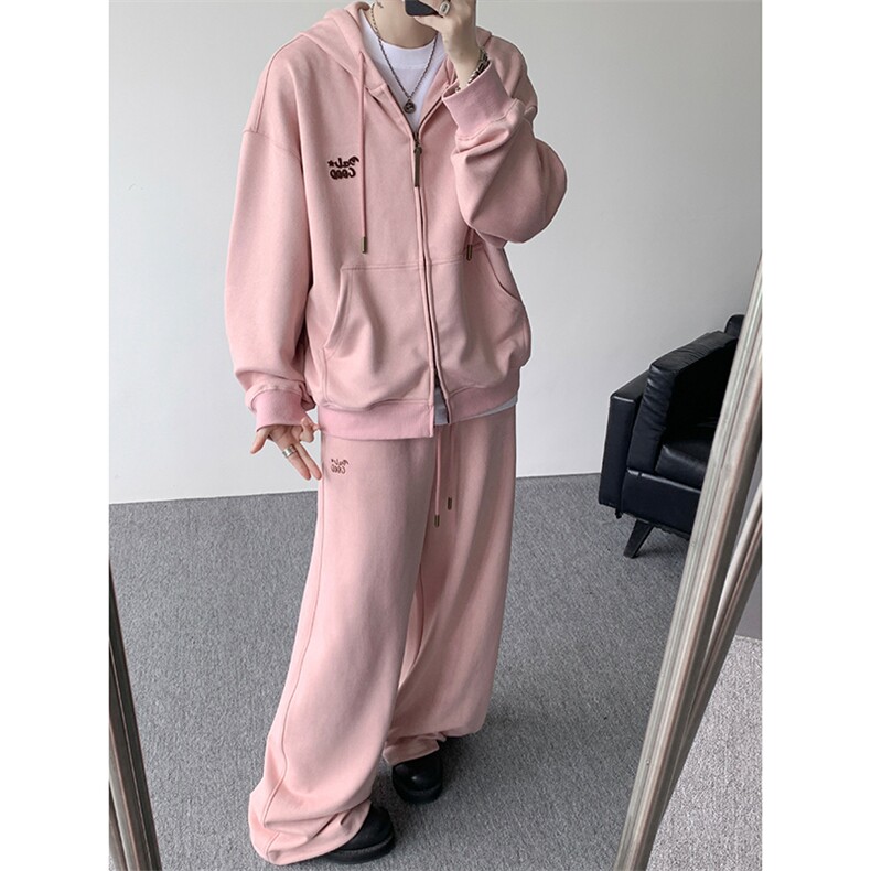 麂皮绒连帽卫衣运动套装男校园风运动服两件套学生班服TZ115-P128,男装休闲套装,电商D206-1