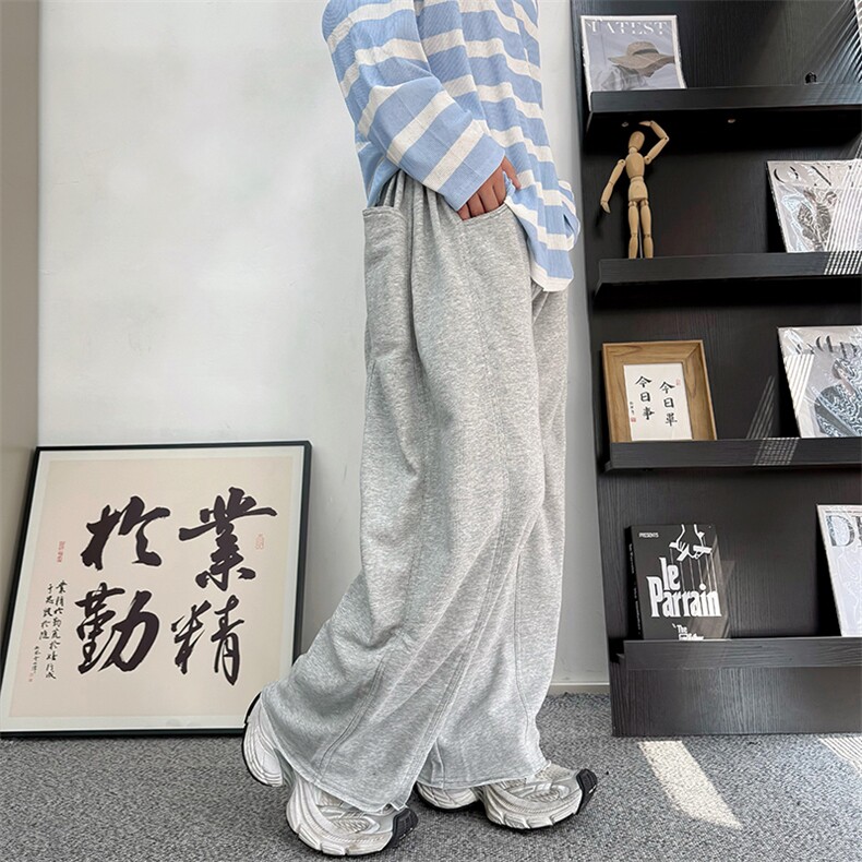 CK08/P78控108秋季新款中性风百搭舒适抽绳阔腿卫裤男女可穿图首,男装休闲裤,星座305B-1