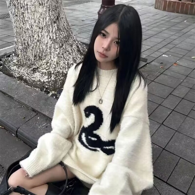 MM145-P68秋冬加厚毛衣男韩版潮流宽松日系针织衫港风慵懒线衣,针织衫/毛衣,星座617A-2