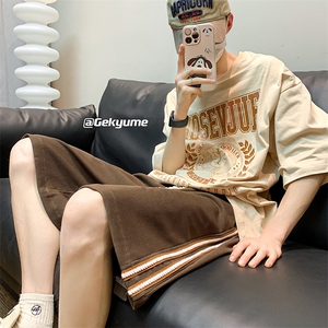 8XL-M 冰丝薄款垂感撞色特大码休闲运动五分短裤DK1509P35控48图片