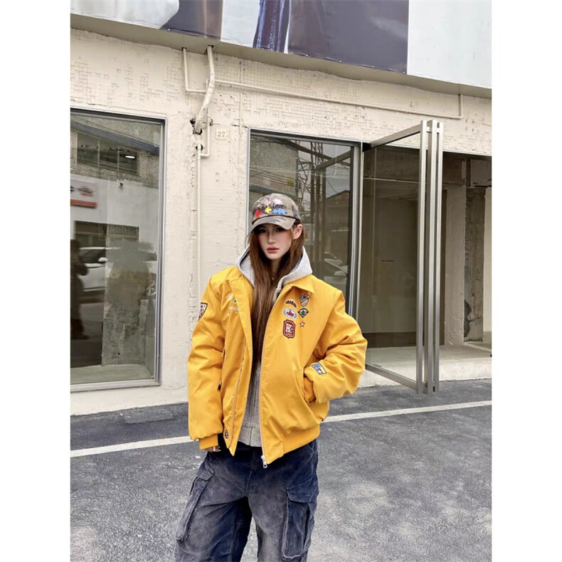 美式复古刺绣徽章飞行夹克棒球服男女嘻哈休闲冬季棉衣外套潮,男装夹克,四季星座505