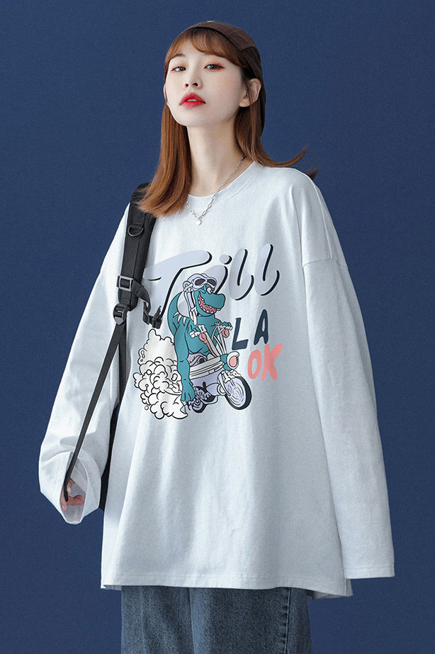 ！2023春季新品潮流行恐龙Fashion长袖T恤潮T115P25控38,男装T恤,A247A