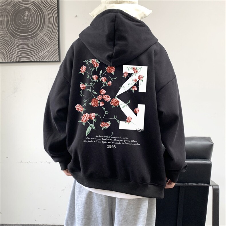 电商DSA028-WYJK22L113 P45 新款港风开衫连帽印花卫衣夹克男图片
