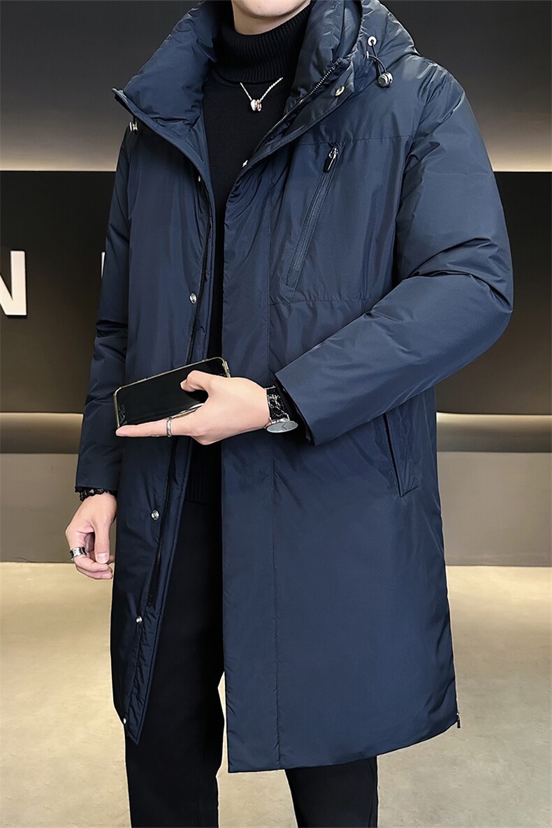 鹅绒标50男士中长款连帽鹅绒羽绒服外套8628-P295(控券后388),男装羽绒服,电商B338