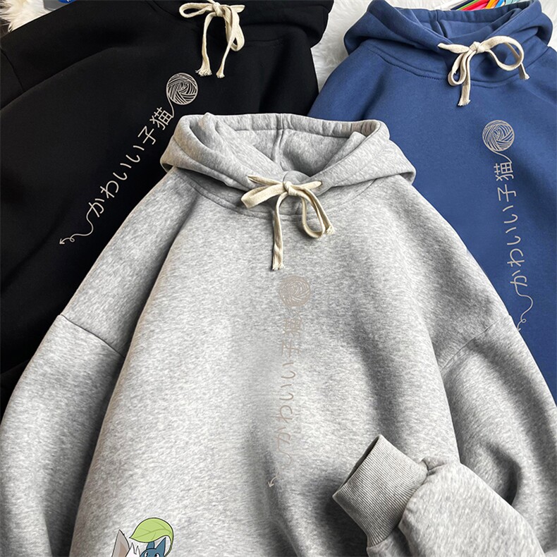 WY2152-P35 加绒款-P40 纯棉连帽卫衣男大码运动帽衫宽松薄图片