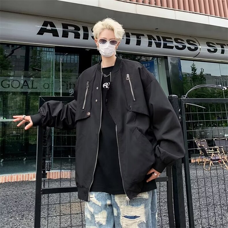 秋季新款飞行员上衣外套男女宽松百搭设计工装夹克棒球服 JK909图片