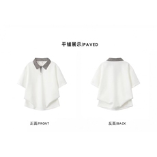 千鸟格拼接短袖polo衫男女夏季美式高街翻领t恤cleanfit正肩半袖，男装T恤，星座601-1