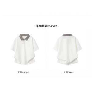 千鸟格拼接短袖polo衫男女夏季美式高街翻领t恤cleanfit正肩半袖图片