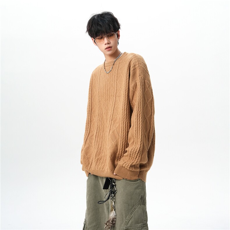 8XL-M圆领毛衣男秋冬季宽松慵懒套头麻花针织衫毛线衣MY19005P68,男装针织衫/毛衣,电商B312