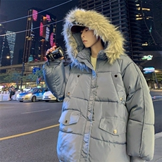 冬季新款连帽棉服男宽松保暖棉衣外套男日系潮流时尚M551-P60，男装棉衣，星座208-5