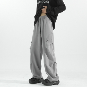 美式解构休闲西裤男宽松大码阔腿百搭简约裤子504-K208-P55控78图片