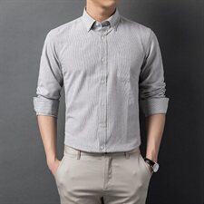 H5615钱塘2020-1秋冬男士小格子衬衣舒适P42，男装衬衫，钱塘207-1