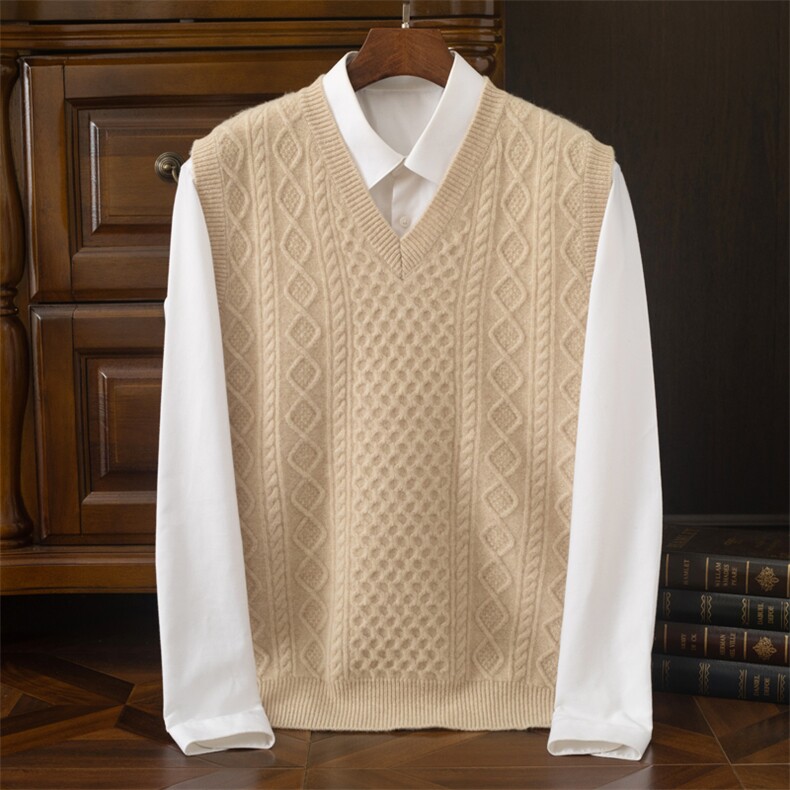 男V领针织马甲秋季新款修身百搭毛衣背心品质羊毛材质商务休闲，男装背心/马甲，端硕羊绒