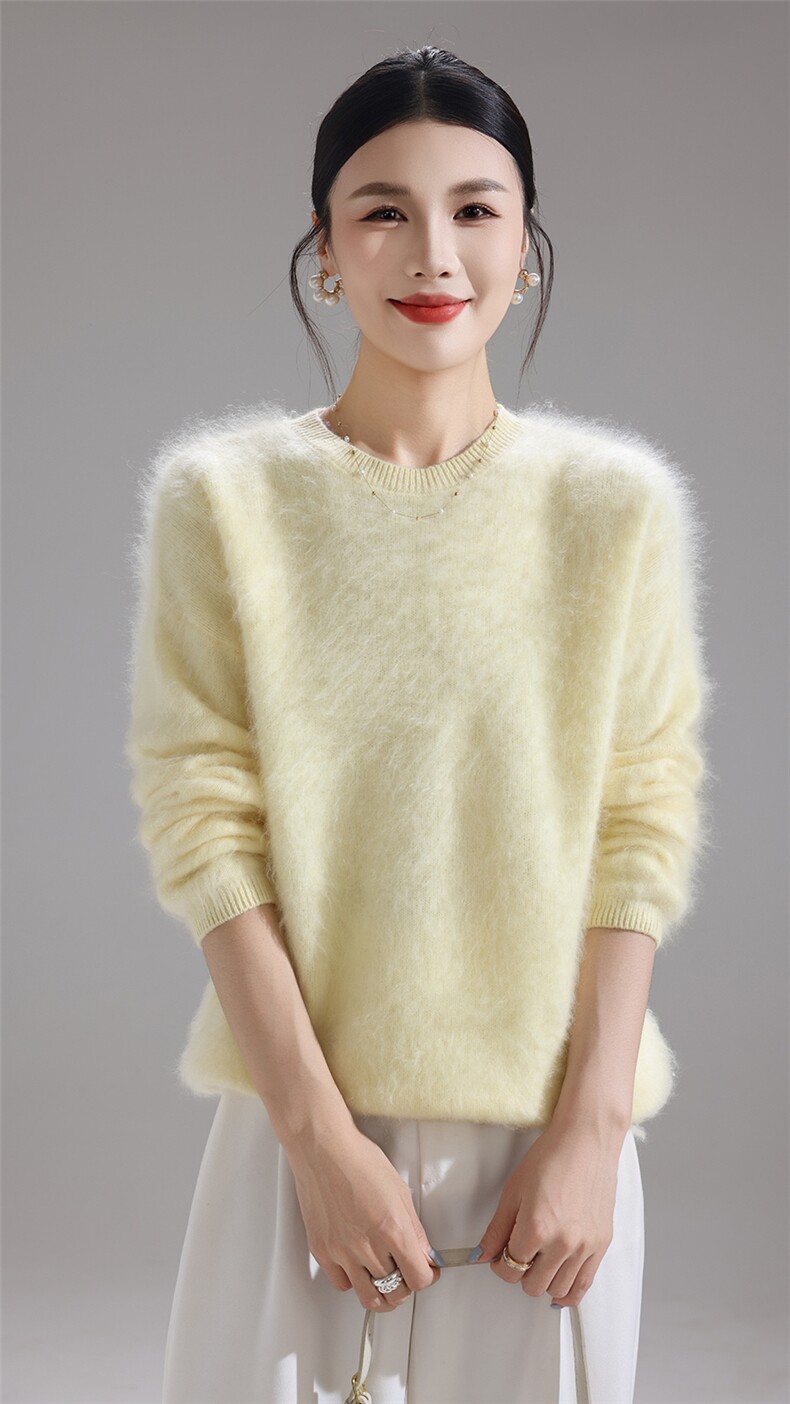 2025年秋季长袖单件通勤七针加厚圆领时尚百搭通勤简约休闲，女装羊毛衫，暮绒羊羊绒