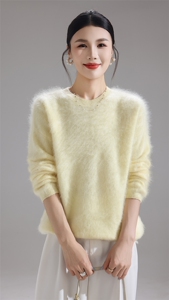 2025年秋季长袖单件通勤七针加厚圆领时尚百搭通勤简约休闲，女装羊毛衫，暮绒羊羊绒