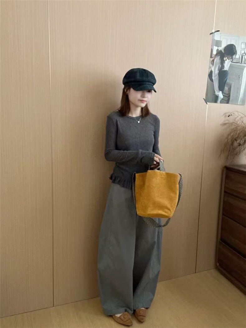 2025松弛感雅痞时髦法宝镰刀/弯刀休闲裤图片