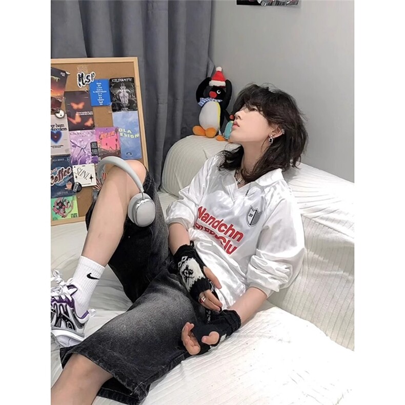 美式复古字母印花条纹短袖男冰感丝速干t恤cleanfit宽松休闲上衣,男装T恤,星座506A