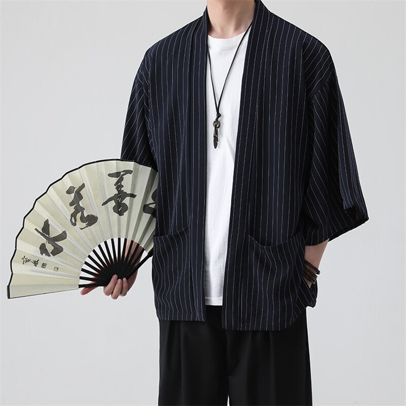 风夏季披风男女情侣宽松日系冰丝防晒服条纹风衣xz815-808p35,男装防晒衣,星座815（原A203）