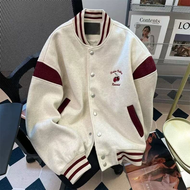 拼接撞色美式棒球服外套女春秋2025新款学生减龄宽松百搭上衣，女装短外套，星座506A