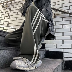 三条杠裤子男女春秋季高街潮牌直筒卫裤宽松运动休闲长裤-K1299，男装休闲裤，星座601-2