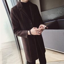 90632021男士风衣韩版中长款毛呢大衣男休闲潮流外套，男装风衣，星座404A