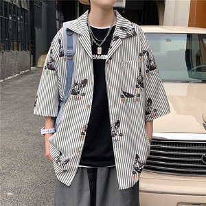 2024夏季新款宽松防晒港风男士休闲短袖衬衫A158-CS612-P45图片
