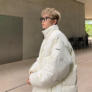 简约立领拉链纯色棉服男女冬季款美式复古防风休闲保暖外套图片