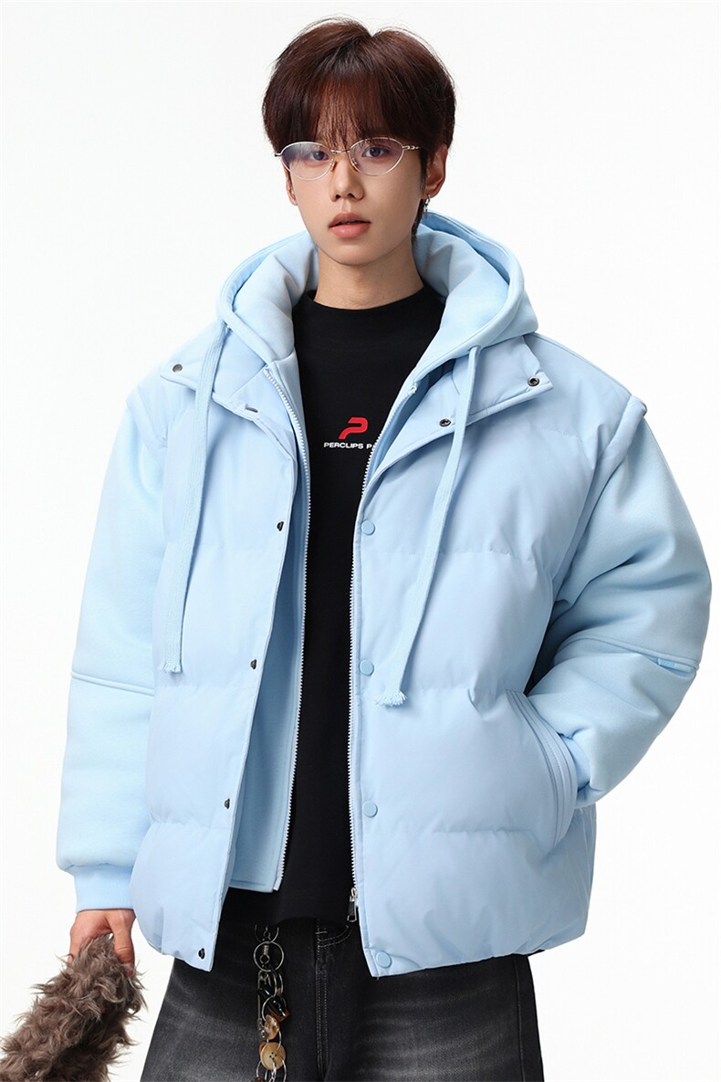 新款冬季羽绒棉服棉袄连帽假两件韩版宽松外套A436-2511-P85,男装棉衣,电商A436