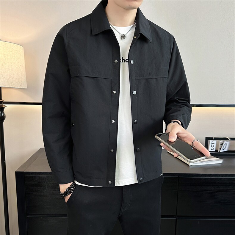 2026店主风春季简约休闲时尚潮流翻领夹克外套男961-P75,男装夹克,电商A413