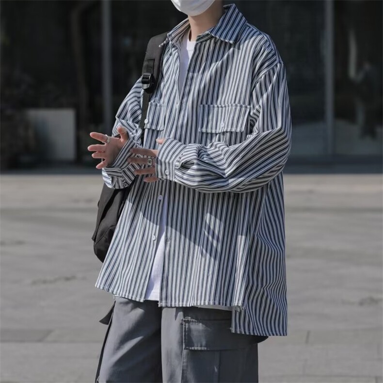 夏季新款衬衫潮流慵懒男方领衬衫AC33P35图片