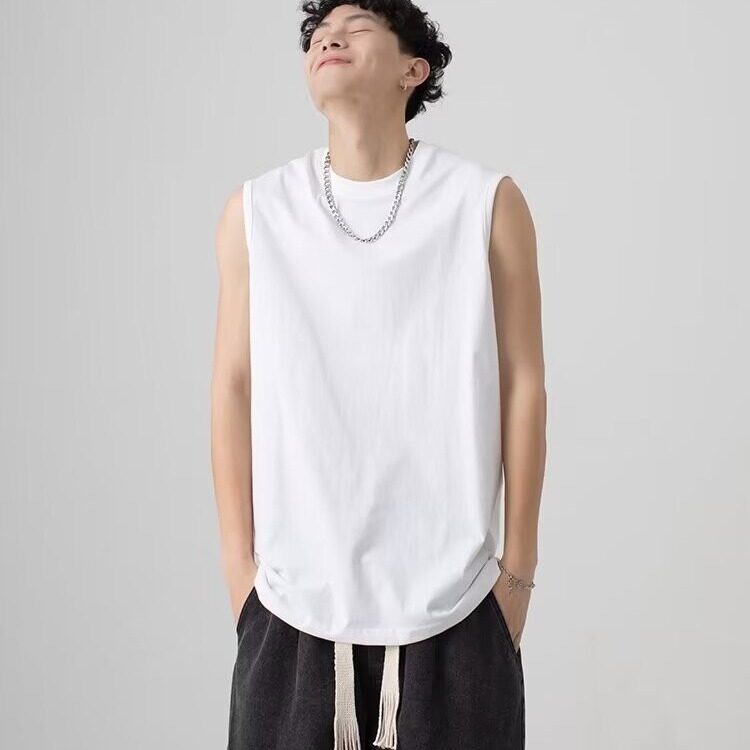 网图无袖背心男士夏季时尚健身运动坎肩衣服打底男装白色无袖t恤,男装T恤,星座715-4