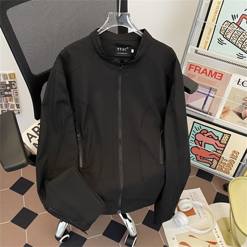 立领工装飞行员夹克衫男生春秋宽松拉链设计感棒球服外套2282 P70图片