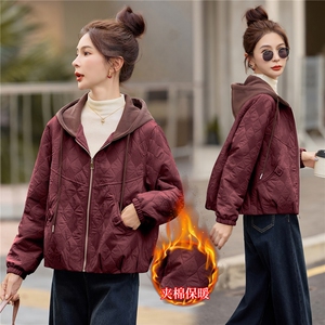 短款连帽棉衣女2025冬季新款时尚减龄棉服休闲宽松夹棉外套图片