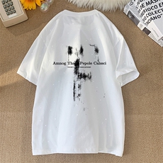 可48小时发货支持抖音得物来样二开美式满天星亮片短袖T恤MTX664，男装T恤，电商A486