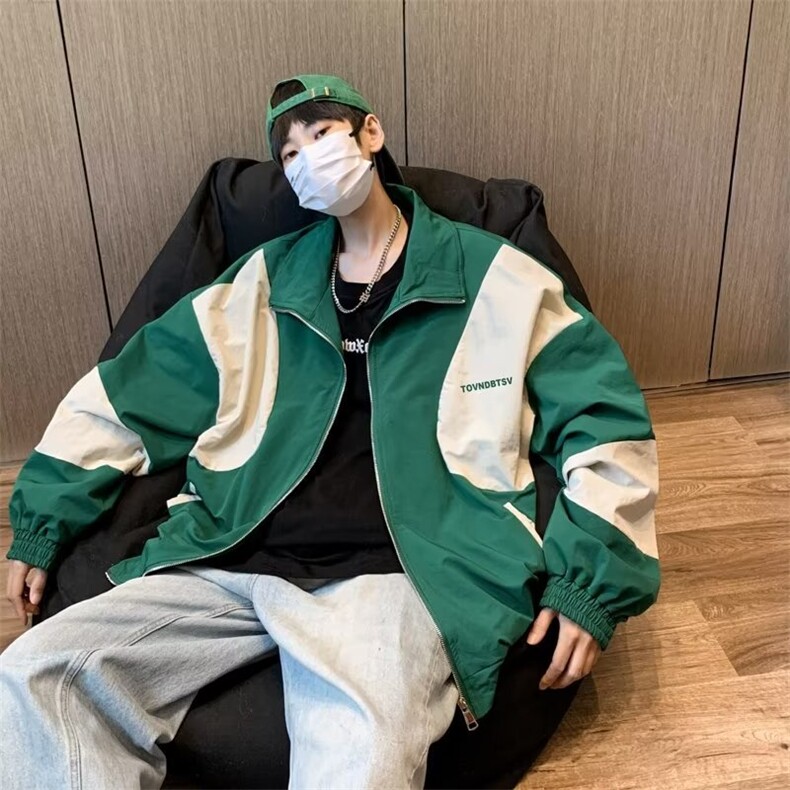 撞色立领棒球服男款春秋季港风宽松情侣外套潮牌J103-P58,女装职业装,星座1109-3