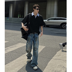 夏季新款衬衫领短袖t恤CS8080特批35控58，男装T恤，电商A072