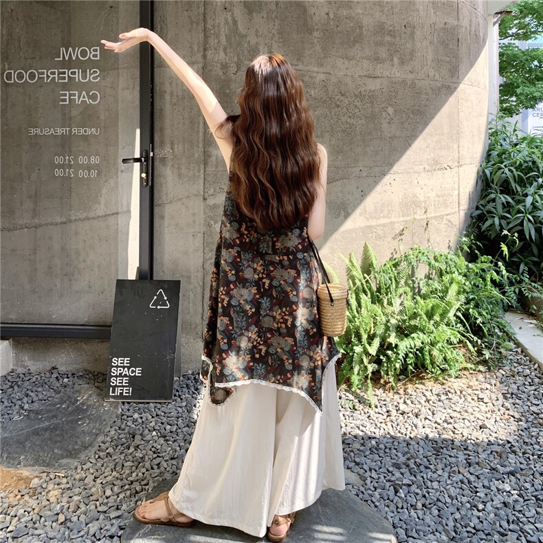 新款印花不规则上衣+阔腿裤620-P165-K228,女装套装/套裙,2C317