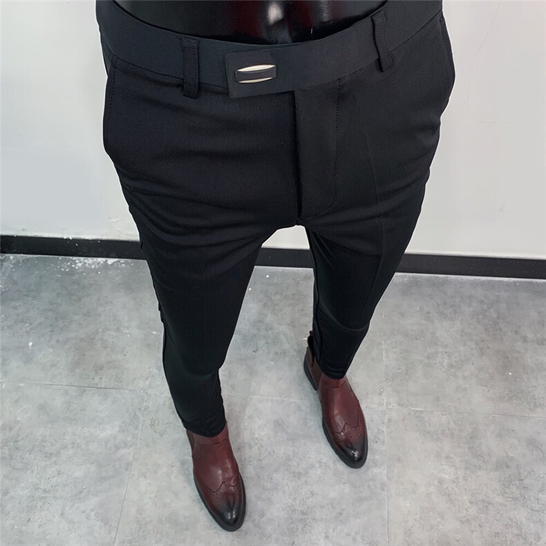 春季西裤男修身直筒高级感商务休闲裤男士裤长裤612九分6129—P50,男装西裤,电商B368