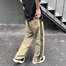 三条杠拼色休闲裤男士高街帅气百搭夏季2024新款ins长裤K5392-P36，男装休闲裤，星座412-3